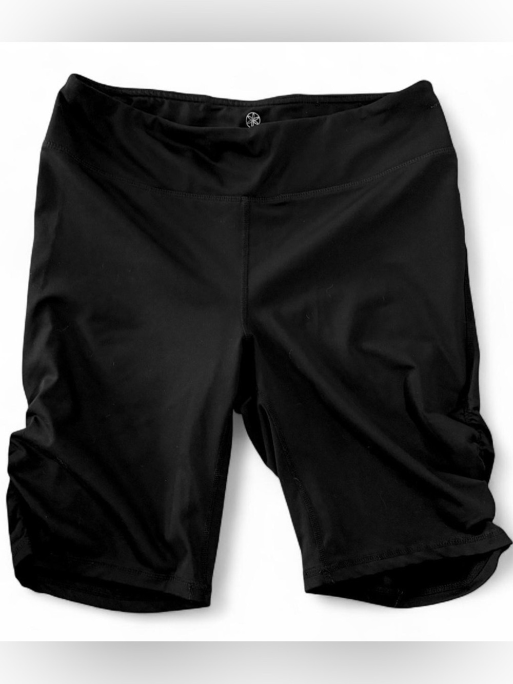 Gaiam black biker shorts with scrunched/ ruched legs athleisure casual sporty
